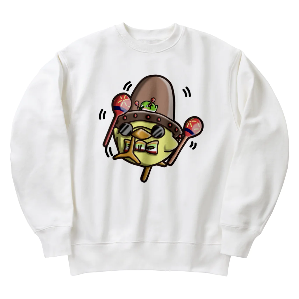 ひよこ男爵とまだむにゃんのあみーご男爵 Heavyweight Crew Neck Sweatshirt