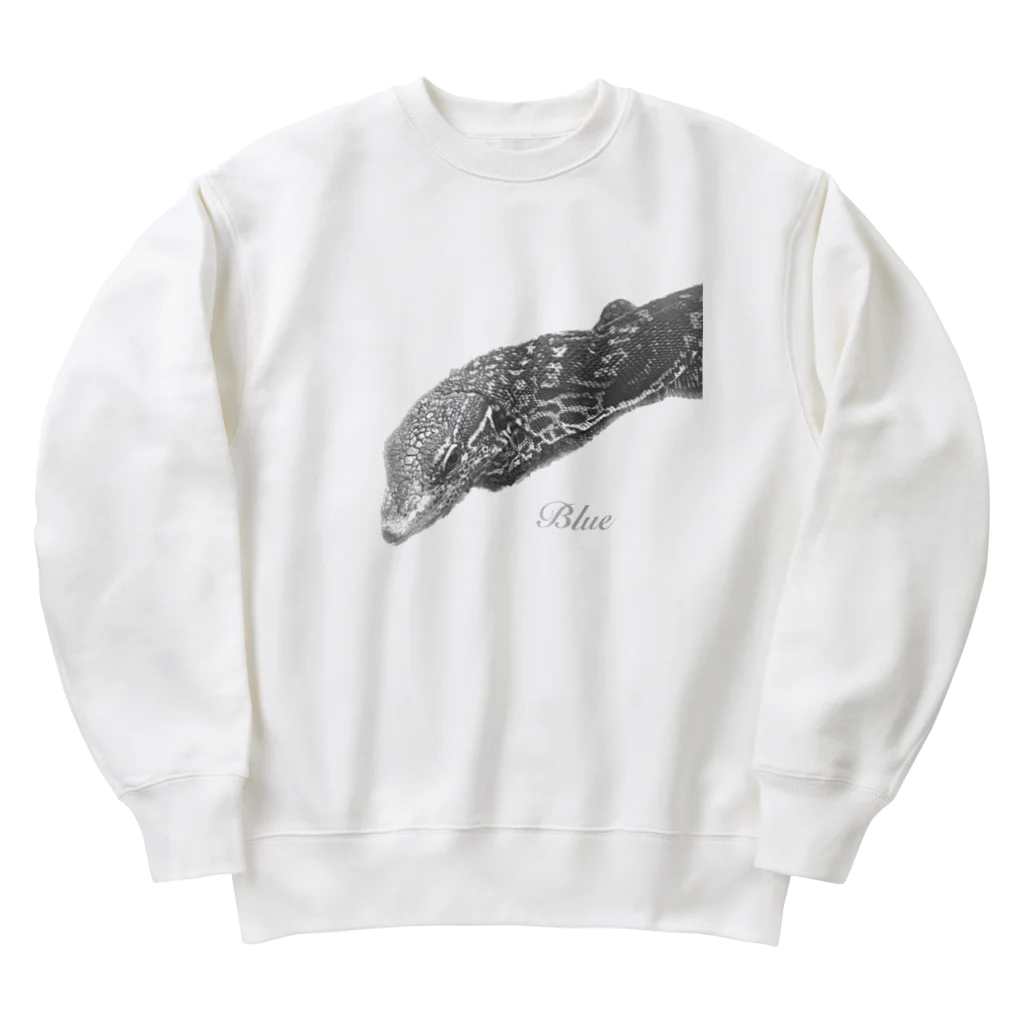 えこーるのコバルトツリーモニターのブルー(白黒) Heavyweight Crew Neck Sweatshirt