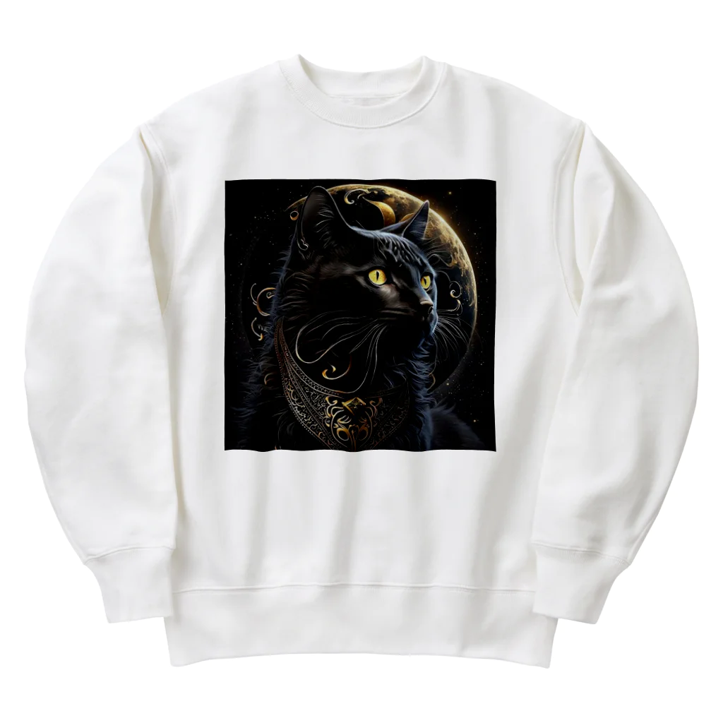 キッチンファラオの黒猫デザイン☆ Heavyweight Crew Neck Sweatshirt