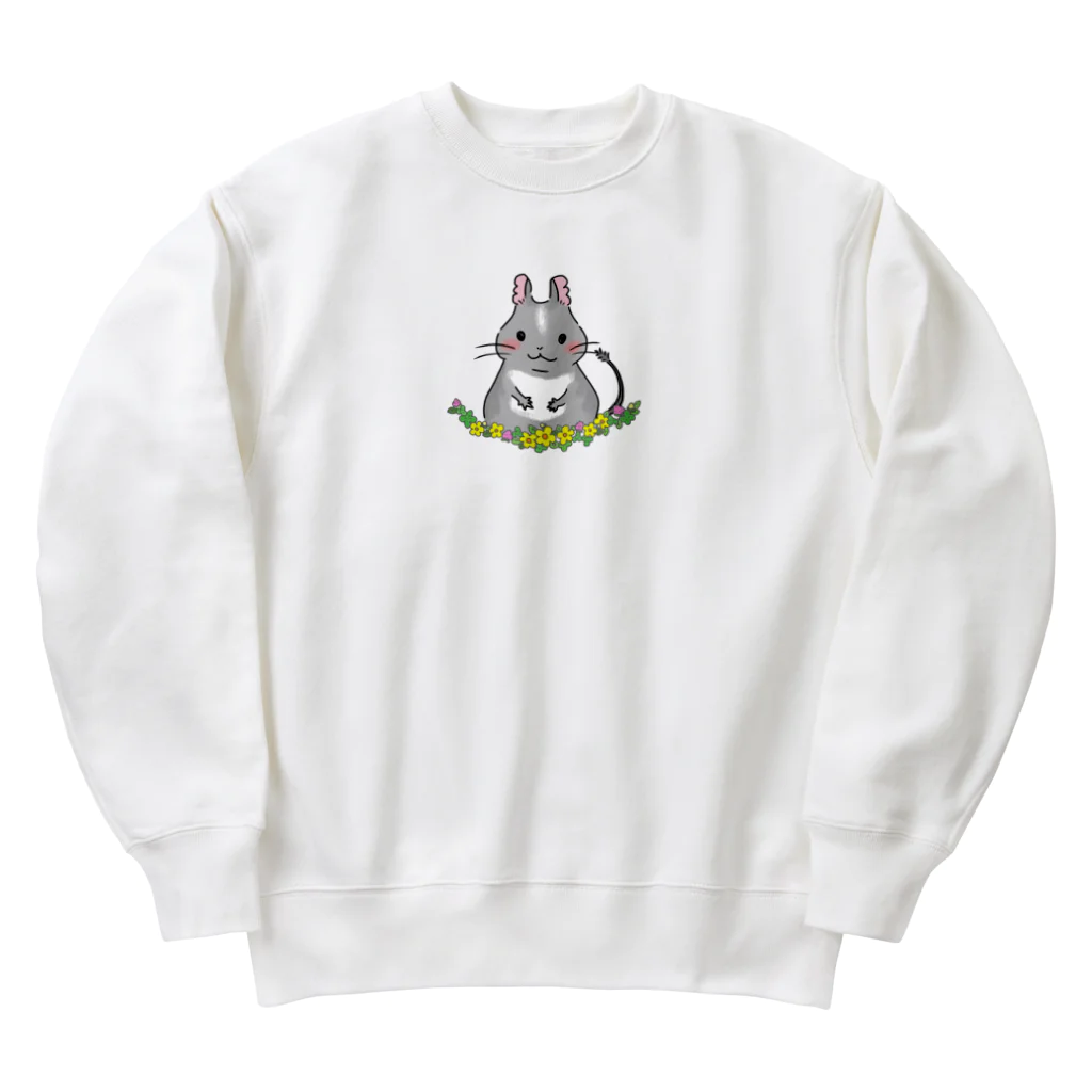 ウチノコのお花とブルーパイドのデグー Heavyweight Crew Neck Sweatshirt