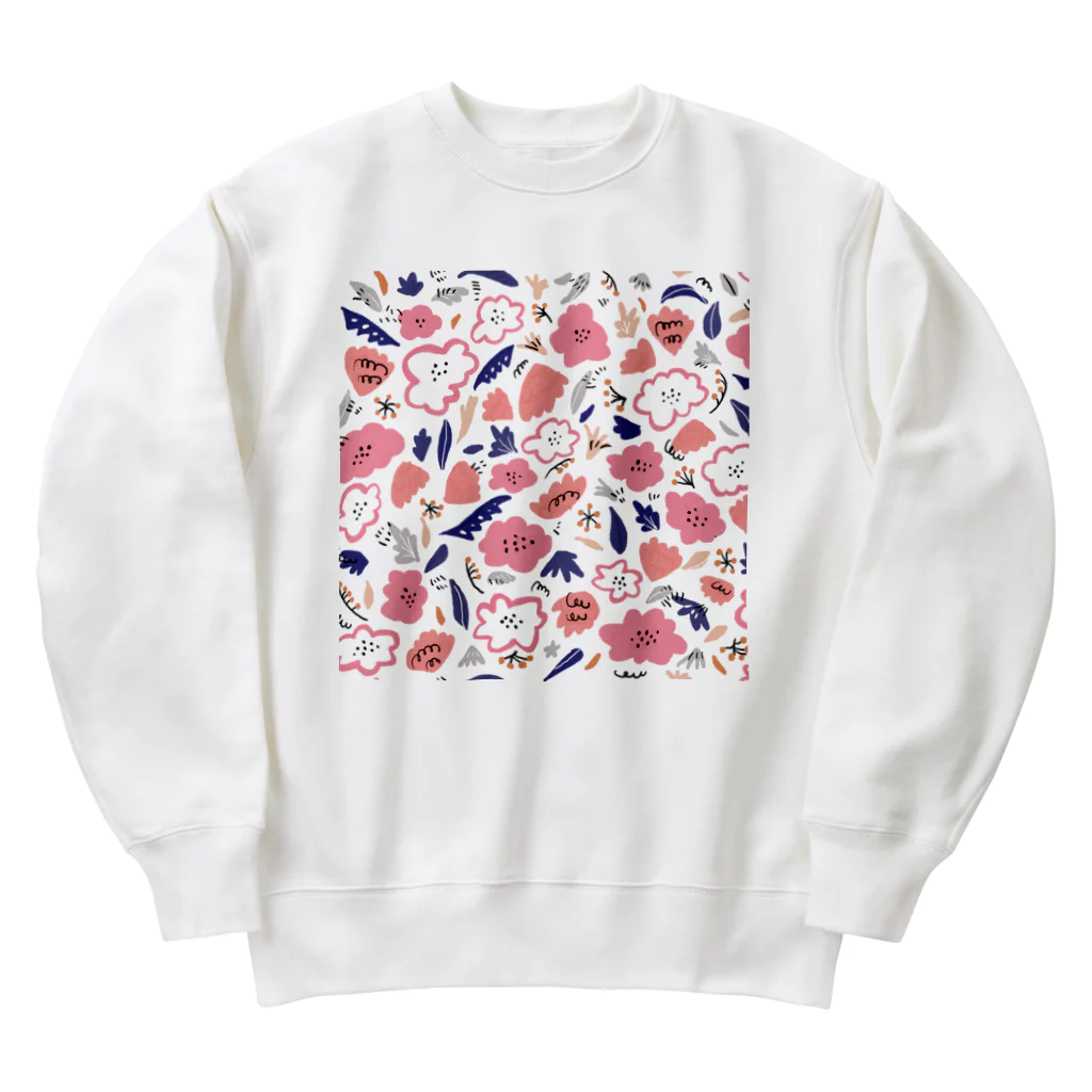 Katie（カチエ）の抽象的な手描きの花柄 Heavyweight Crew Neck Sweatshirt