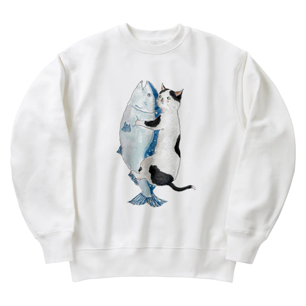 トコロコムギの秋鮭にゃんこ Heavyweight Crew Neck Sweatshirt