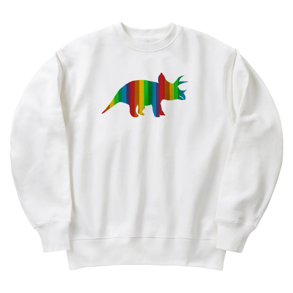 chicodeza by suzuriのカラフルなトリケラトプス Heavyweight Crew Neck Sweatshirt