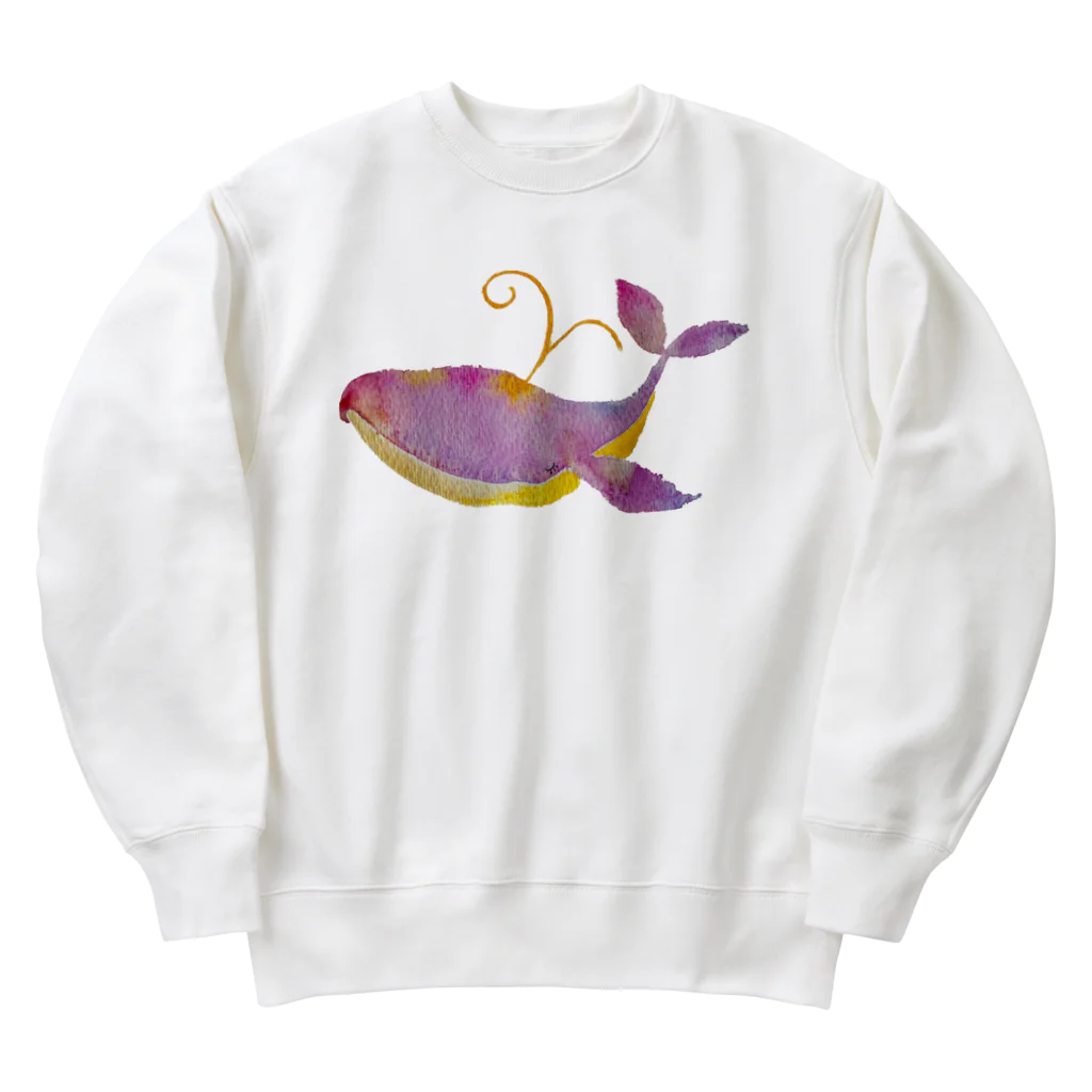 暖暖あたたかのピンクのクジラ Heavyweight Crew Neck Sweatshirt