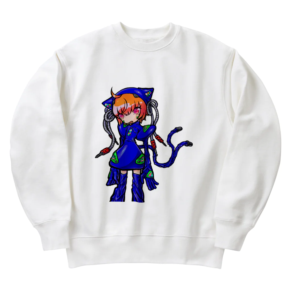 めめ郎のメカ猫又 Heavyweight Crew Neck Sweatshirt