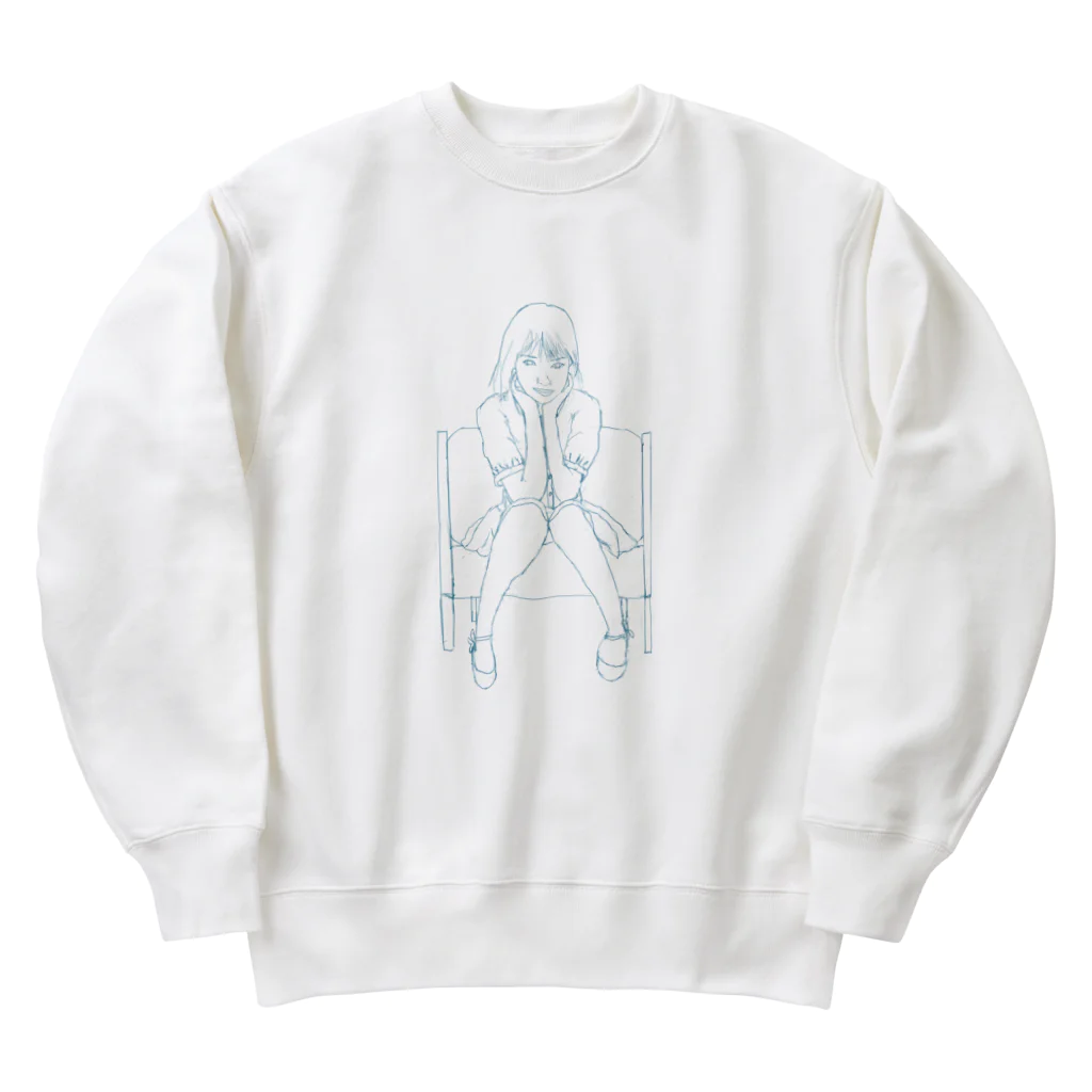 ragdollcatのwoman sitting in chair Heavyweight Crew Neck Sweatshirt