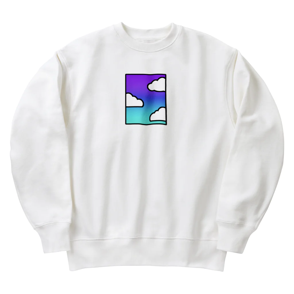 くものみせのむらさきとあおいそらとしろいくも Heavyweight Crew Neck Sweatshirt