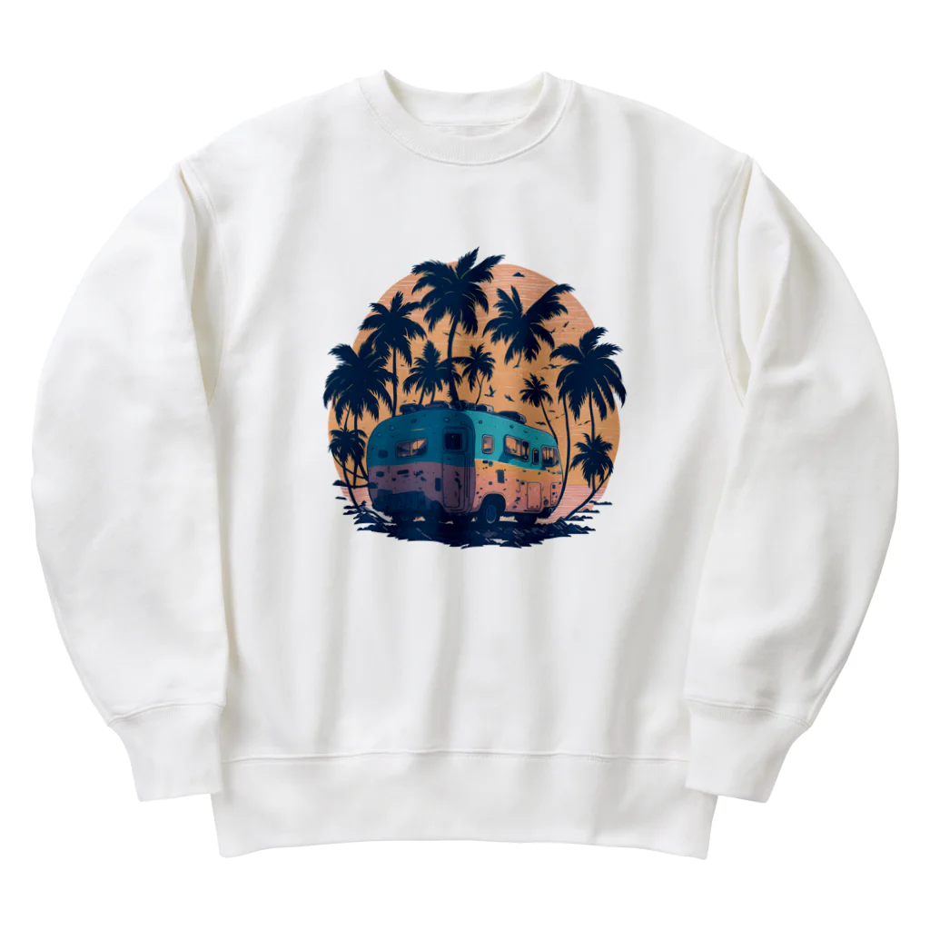 こひのお店のビーチに停められた車 Heavyweight Crew Neck Sweatshirt