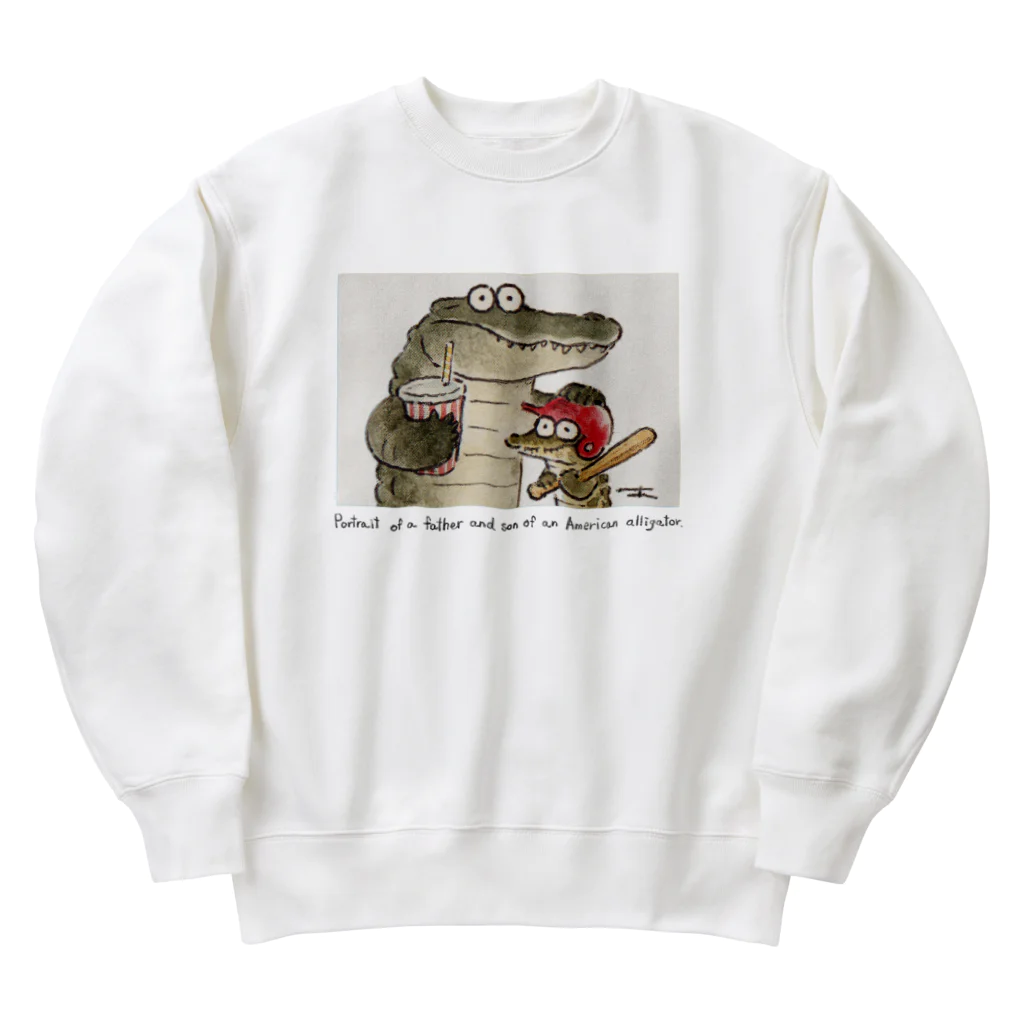 あめみやのとあるアメリカアリゲーターの親子の肖像画 Heavyweight Crew Neck Sweatshirt