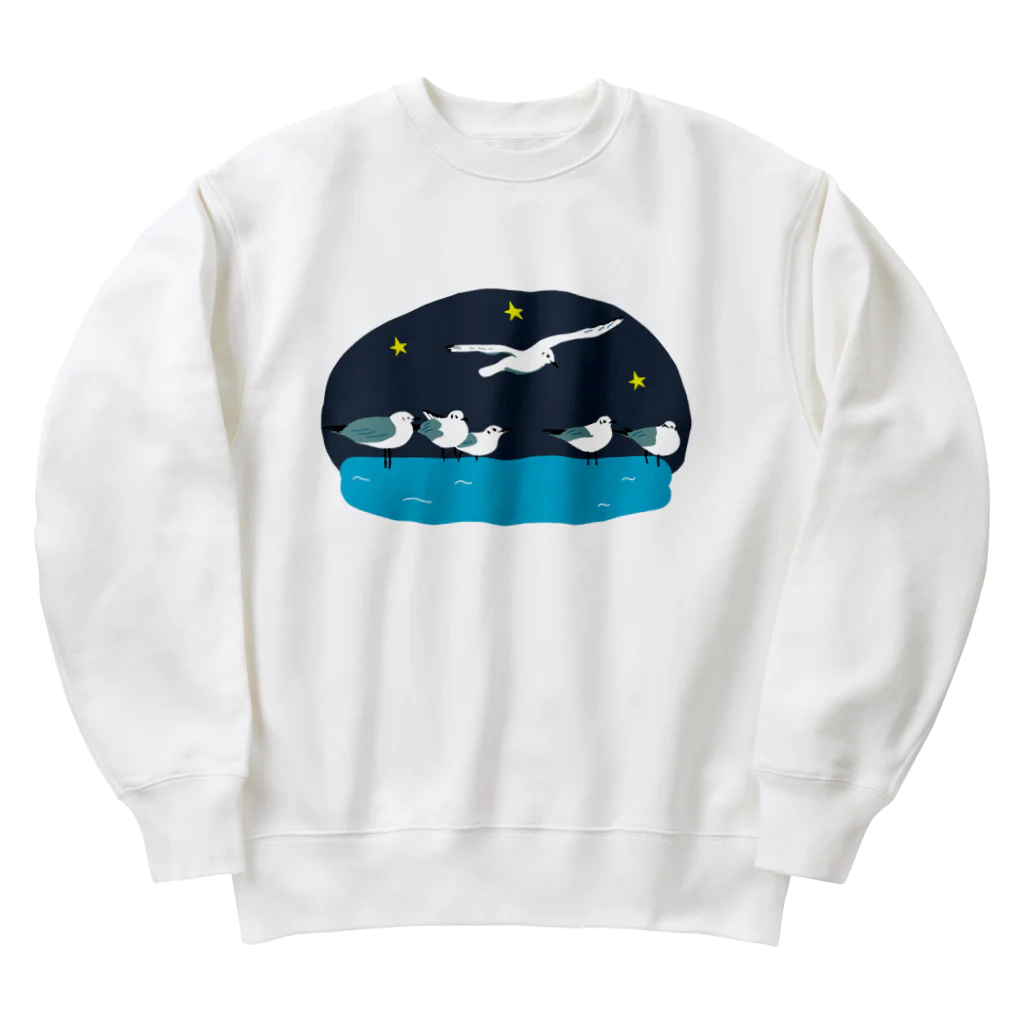 小鳥と映画館の夜のユリカモメ Heavyweight Crew Neck Sweatshirt