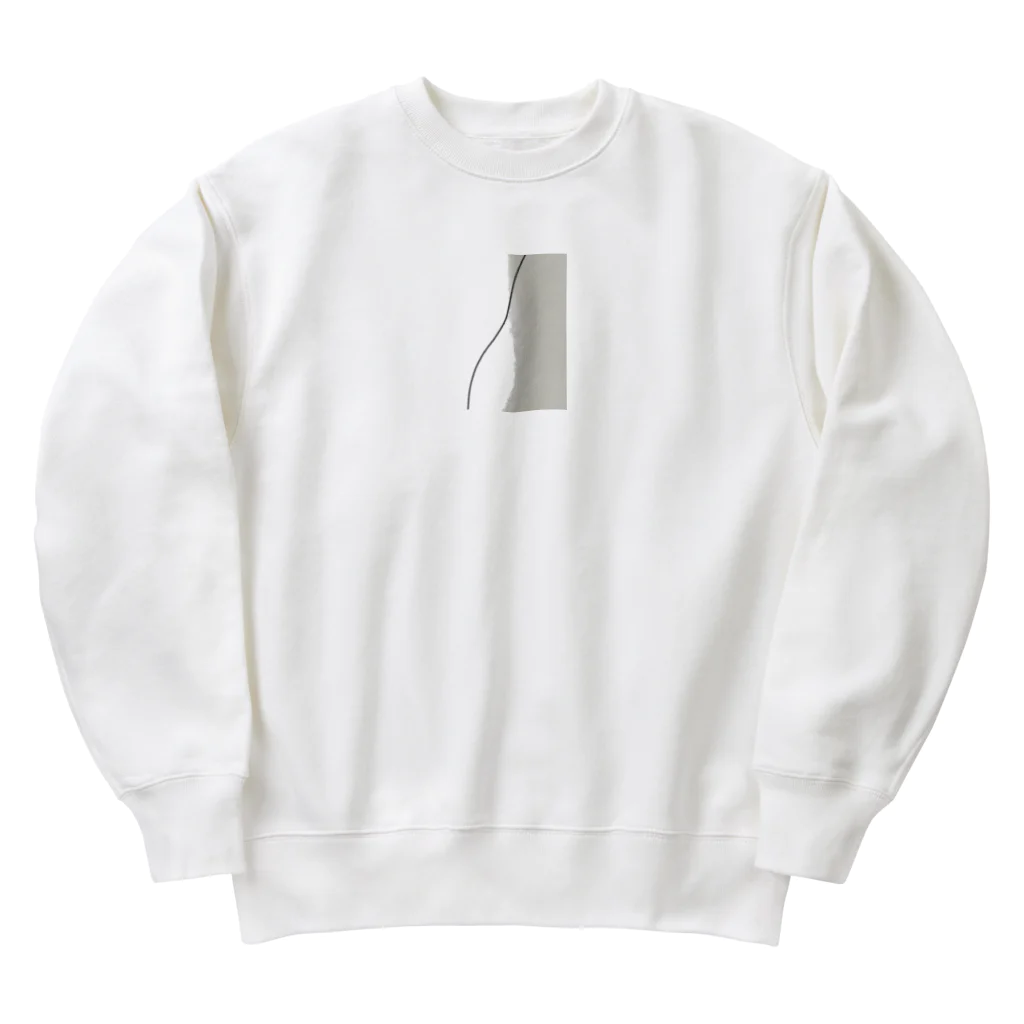 rilybiiの抽象画 . グレージュ . ブラックライン . Heavyweight Crew Neck Sweatshirt