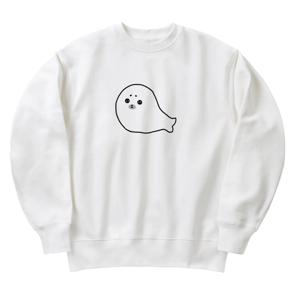 なでしこ@デザインのアザラシの赤ちゃん Heavyweight Crew Neck Sweatshirt