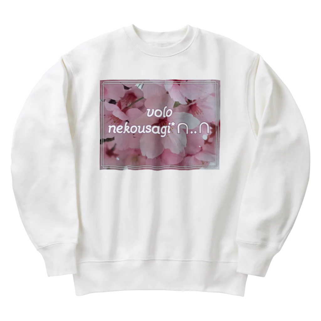 nekousagi*∩..∩のさくらハナちゃん🌸 Heavyweight Crew Neck Sweatshirt