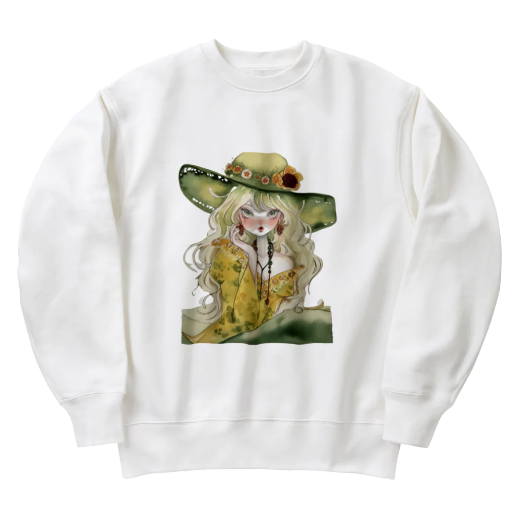 天道虫のLady with Emerald Hat Heavyweight Crew Neck Sweatshirt