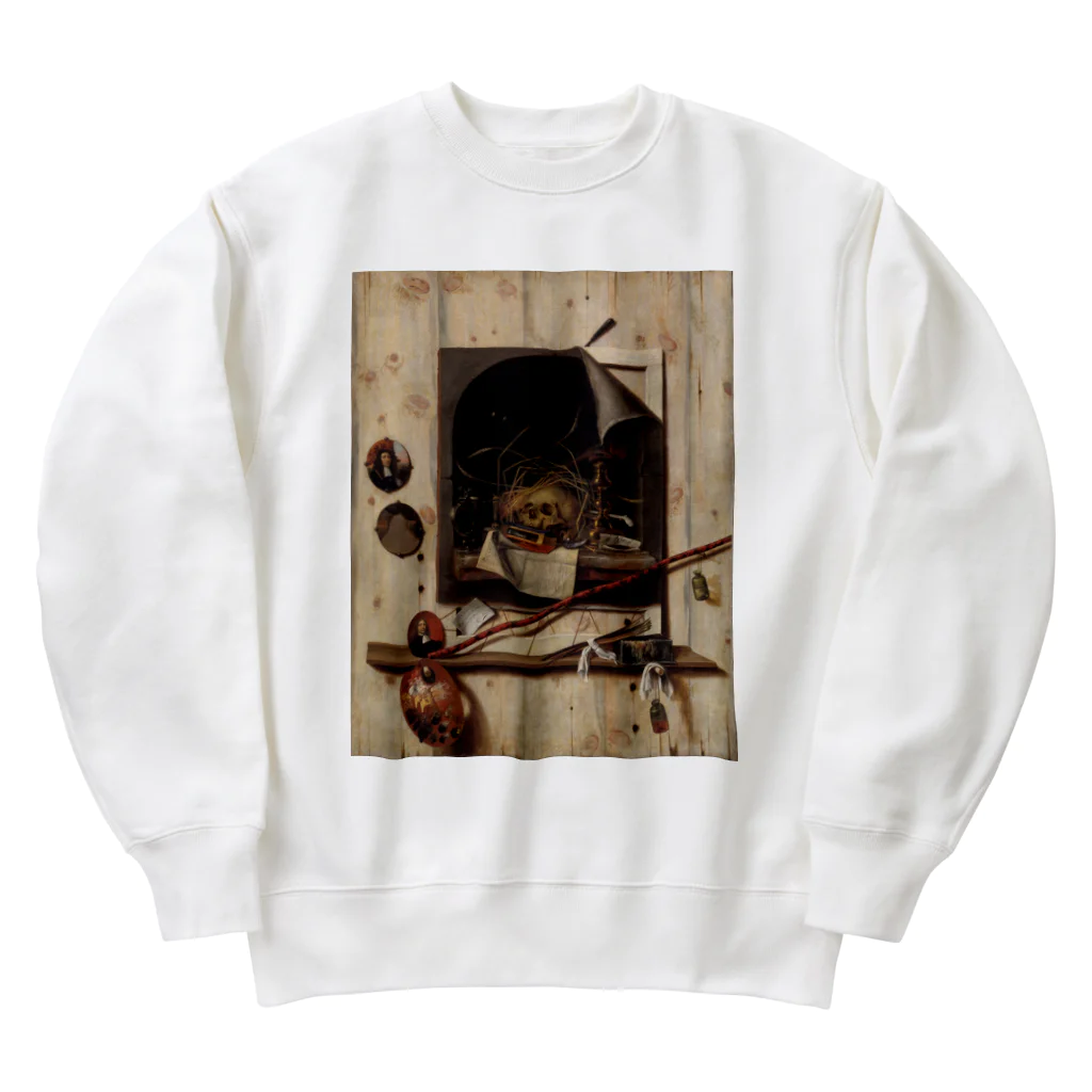 世界美術商店のヴァニタス画のあるアトリエの壁 / Trompe l'oeil with Studio Wall and Vanitas Still Life Heavyweight Crew Neck Sweatshirt