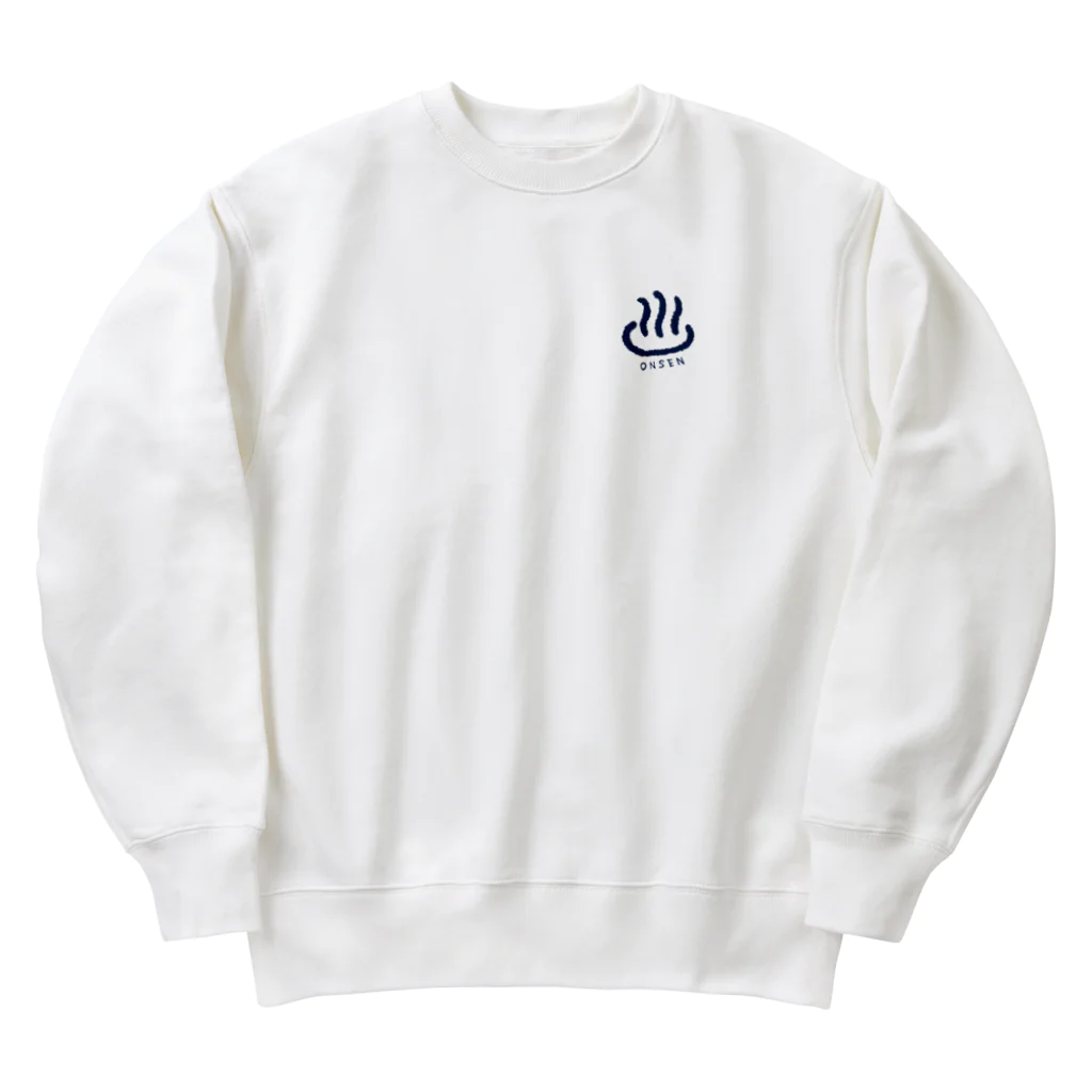 温泉グッズ@ブーさんとキリンの生活の【両面】温泉いろいろ（インディゴ） Heavyweight Crew Neck Sweatshirt