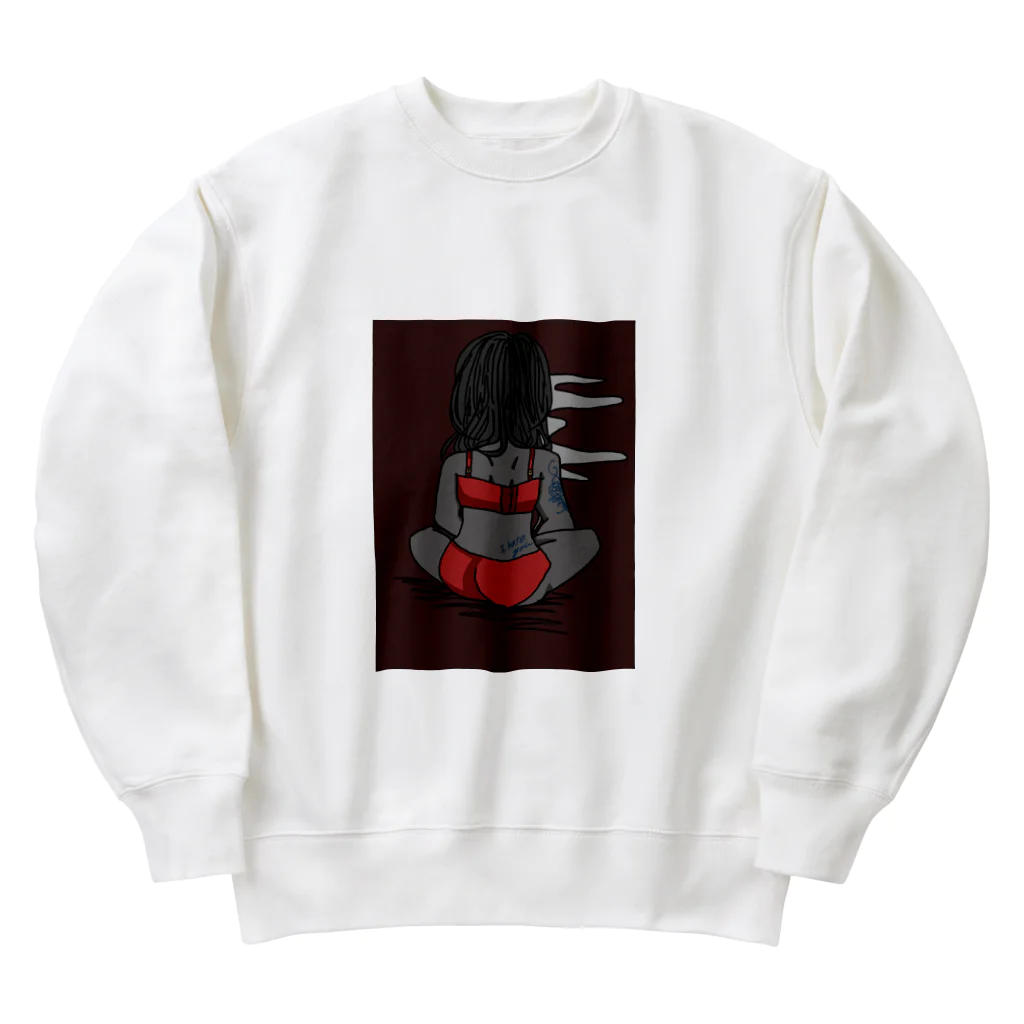 あき缶のI hate you Heavyweight Crew Neck Sweatshirt