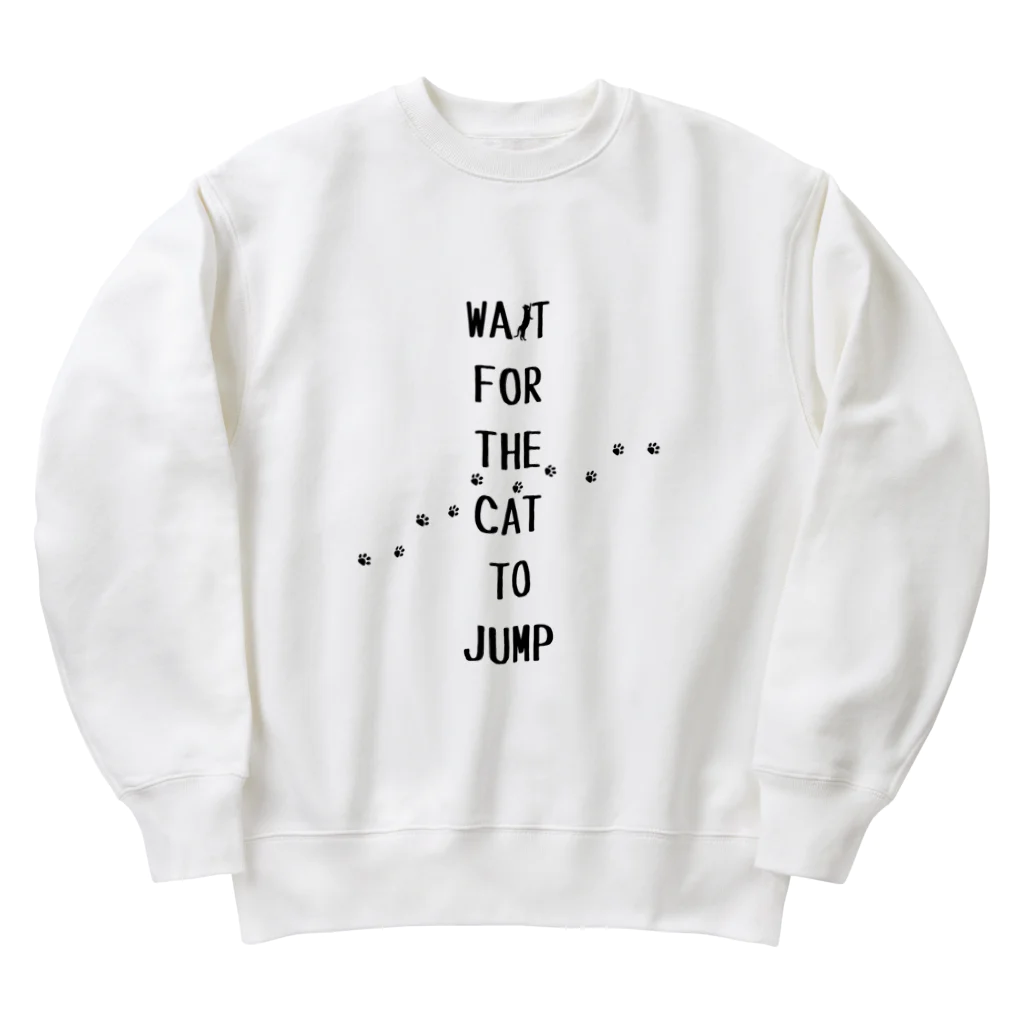 ＠meiliecat🐈original goodsの日和見主義ねこの足跡🐈wait for the cat to jump Heavyweight Crew Neck Sweatshirt