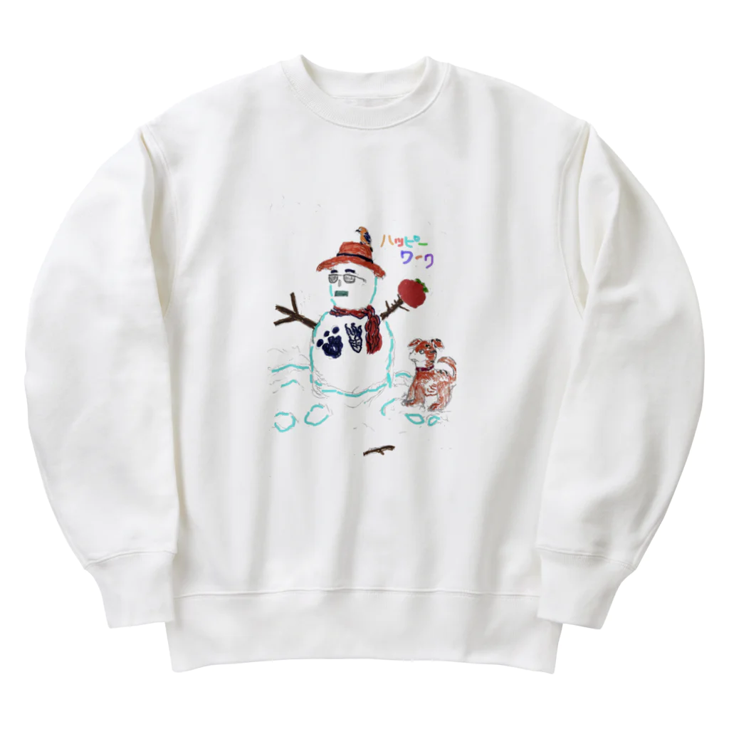 指定就労継続支援Ｂ型事業所ハッピーワークの雪だるま　ハッピーワーク Heavyweight Crew Neck Sweatshirt