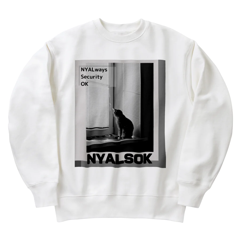 ＠meiliecat🐈original goodsのにゃるそっく🐈NYALSOK（モノトーン） Heavyweight Crew Neck Sweatshirt