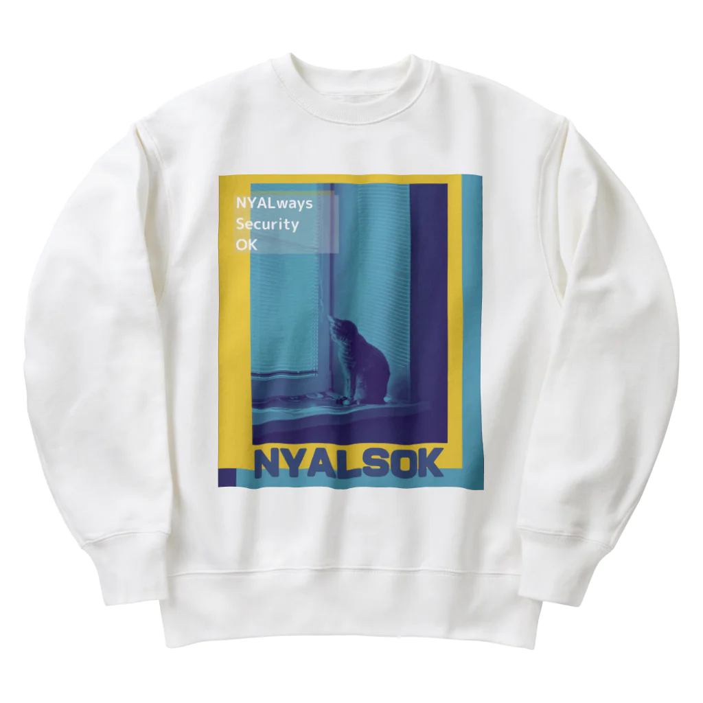 ＠meiliecat🐈original goodsのにゃるそっく🐈NYALSOK（ブルー×イエロー） Heavyweight Crew Neck Sweatshirt