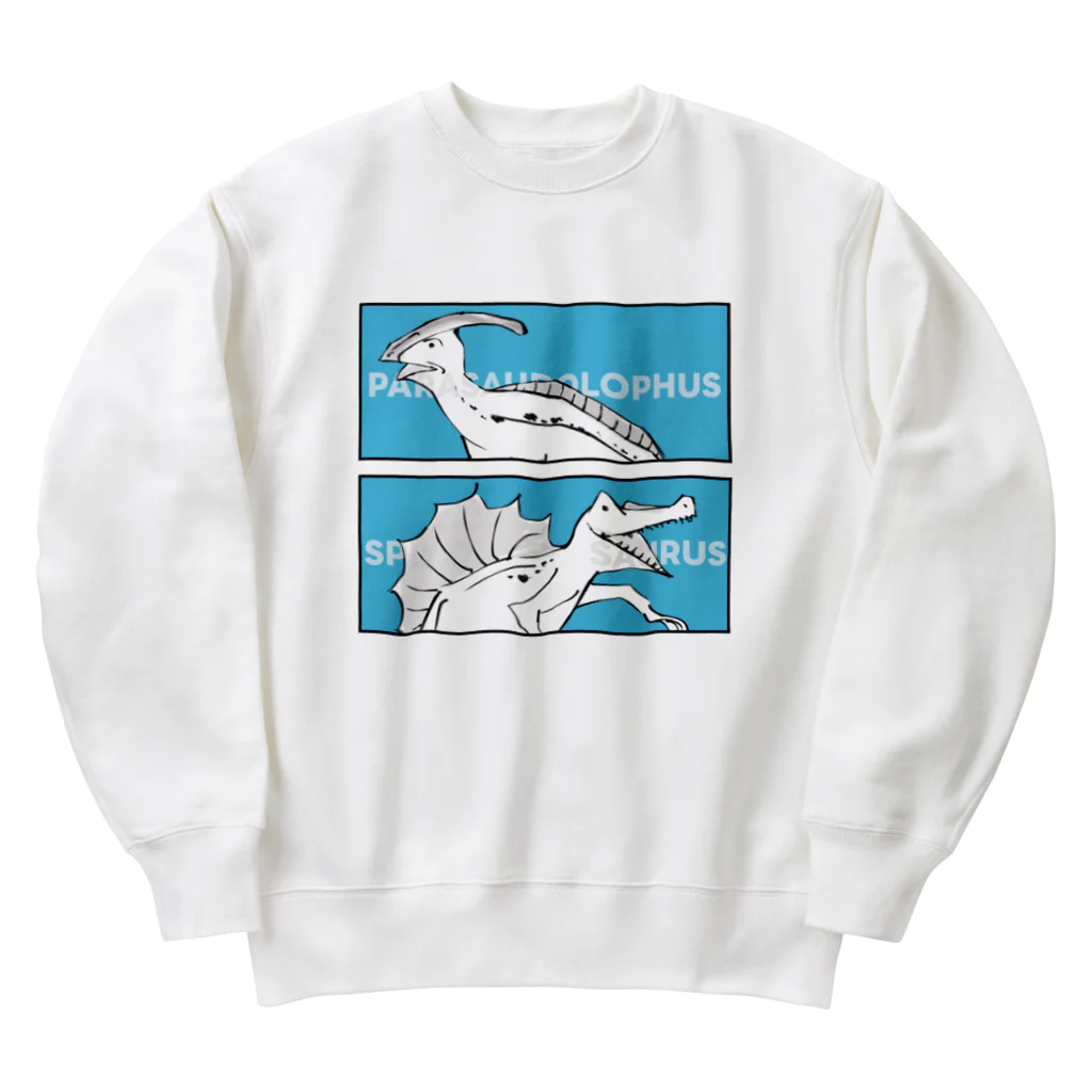 彩葉-IROHA-の戯画ザウルス(パラサウロロフス・スピノサウルス) Heavyweight Crew Neck Sweatshirt