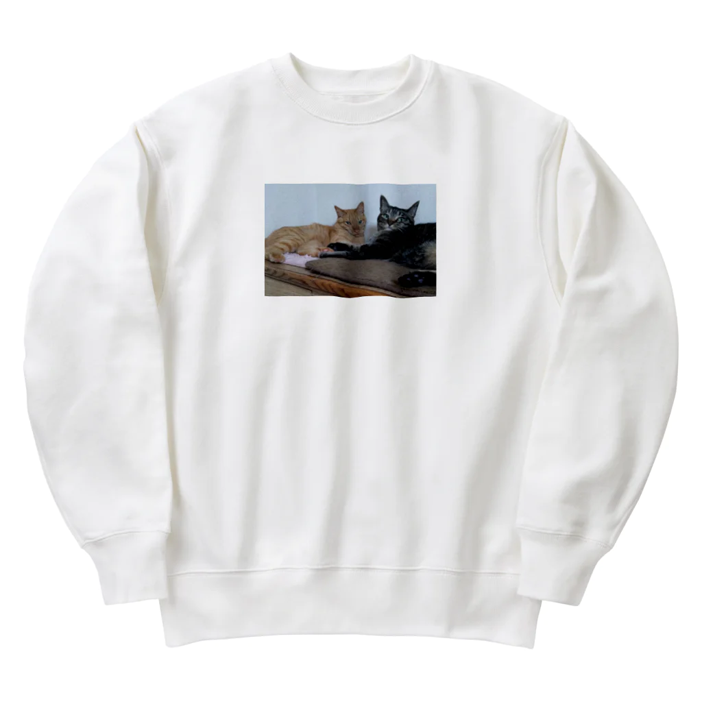 しろねこまるの茶トラのちゃちゃとキジのつぶちゃん Heavyweight Crew Neck Sweatshirt