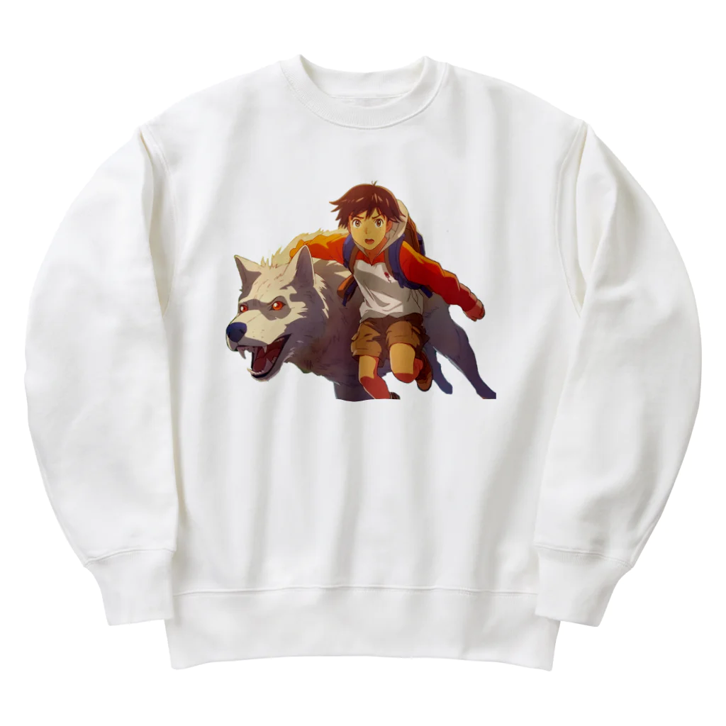 桜音ことこ企画の少年とオオカミの追跡 Heavyweight Crew Neck Sweatshirt