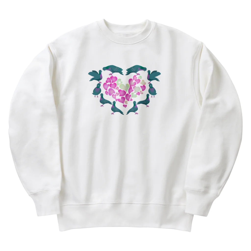 chicodeza by suzuriの鳩ハート Heavyweight Crew Neck Sweatshirt