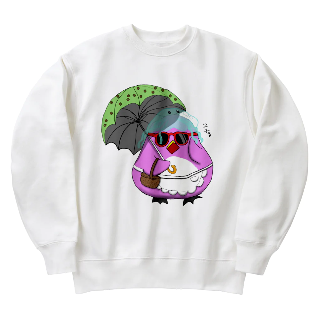 タマのちょびりげ❣️のペンギン母ちゃん 夏のおでかけ Heavyweight Crew Neck Sweatshirt