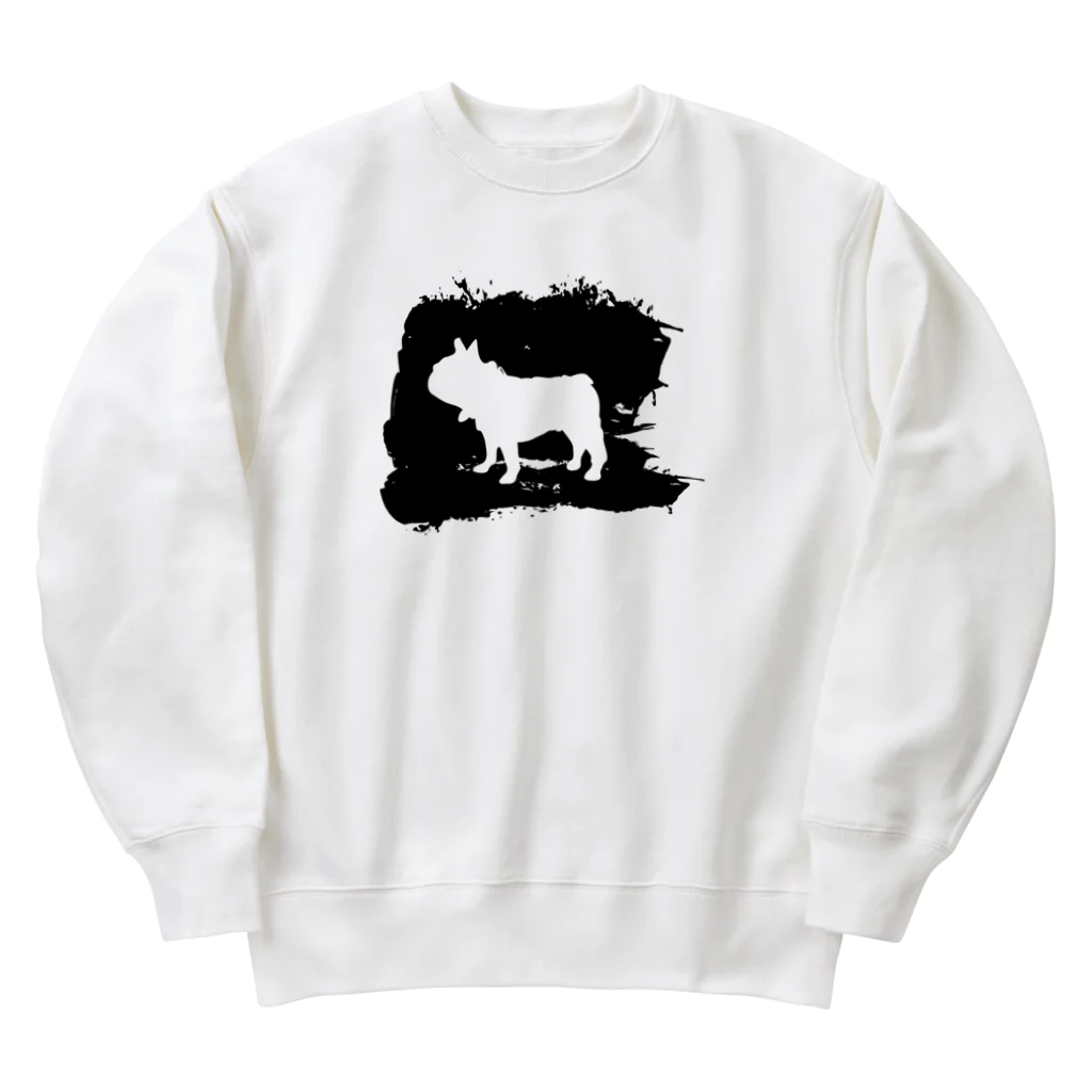 chicodeza by suzuriの墨絵のフレンチブルドッグ Heavyweight Crew Neck Sweatshirt