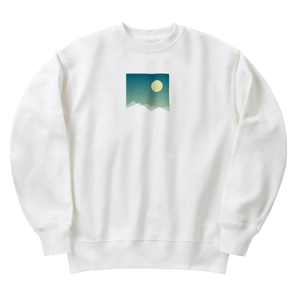 エアレーションの独り言の雪山と満月 Heavyweight Crew Neck Sweatshirt