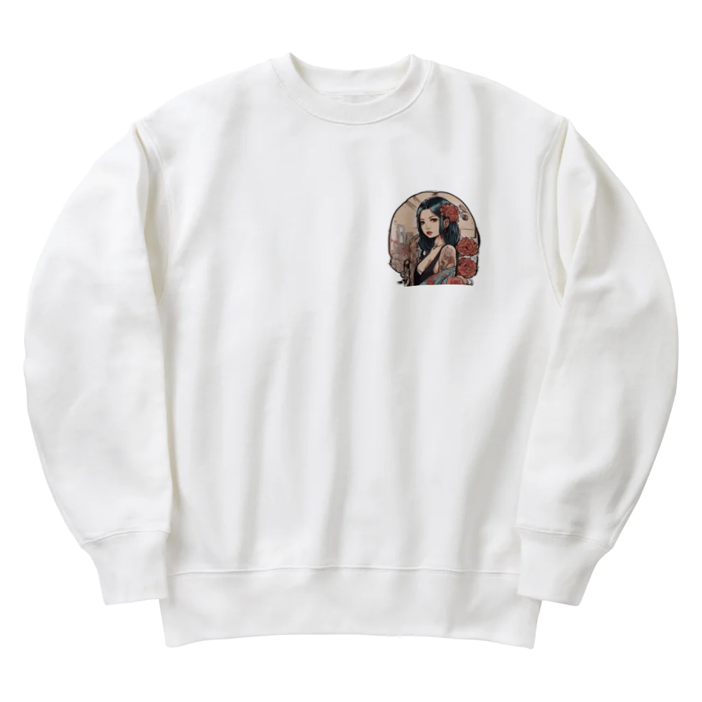 streetsnapの可愛いタトゥーだらけの女性、両面プリントスウェット、期間限定 Heavyweight Crew Neck Sweatshirt