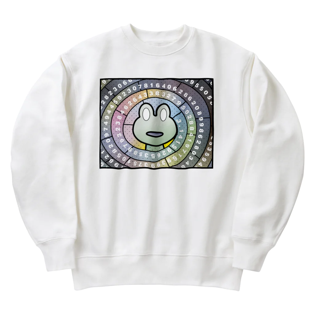 B-catの円周率グルグル蛙（両面シャツ） Heavyweight Crew Neck Sweatshirt