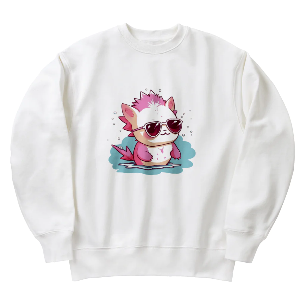 Vasetti_pressのサングラスをかけているウーパールーパー Heavyweight Crew Neck Sweatshirt