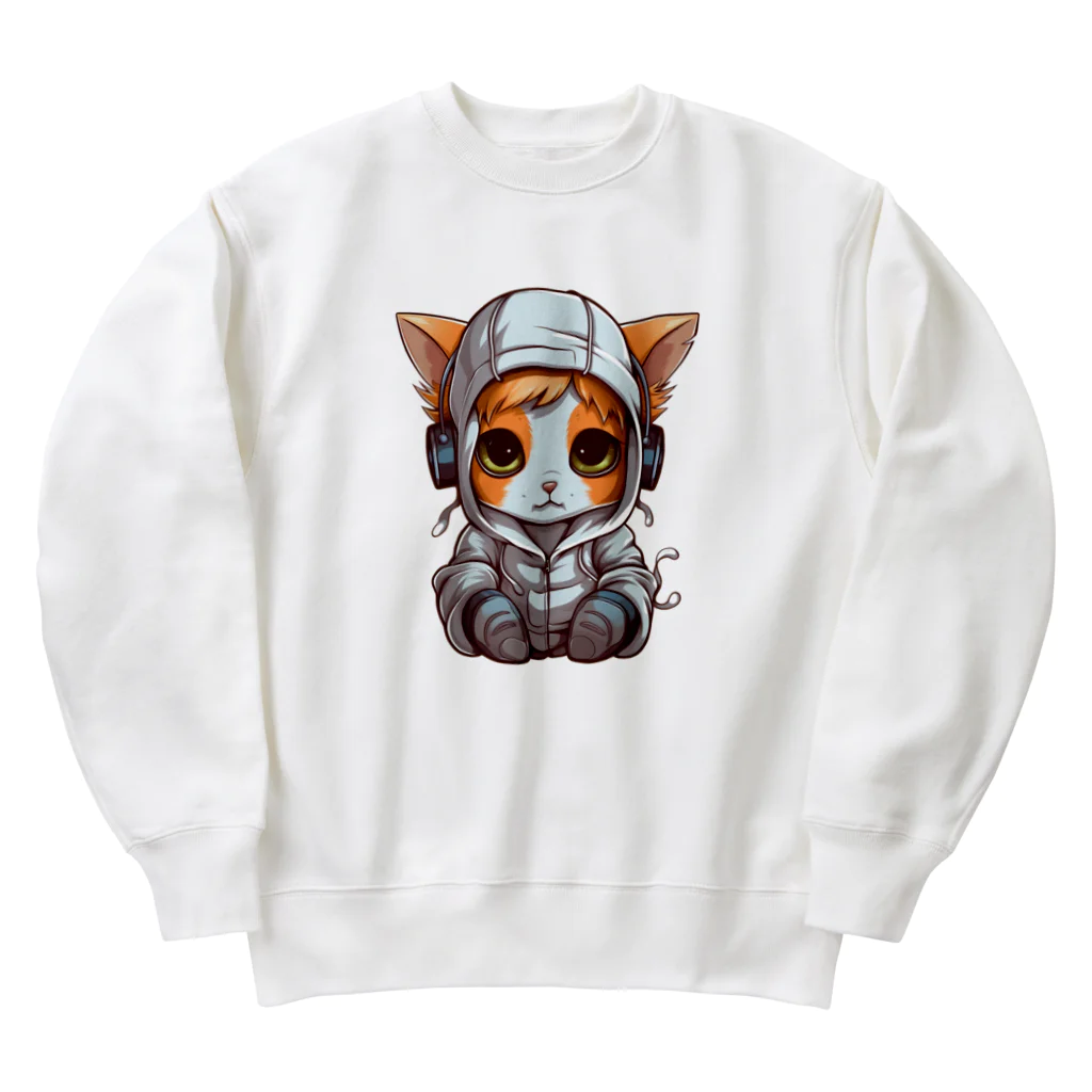 Vasetti_pressのパーカーを着ているネコちゃん Heavyweight Crew Neck Sweatshirt