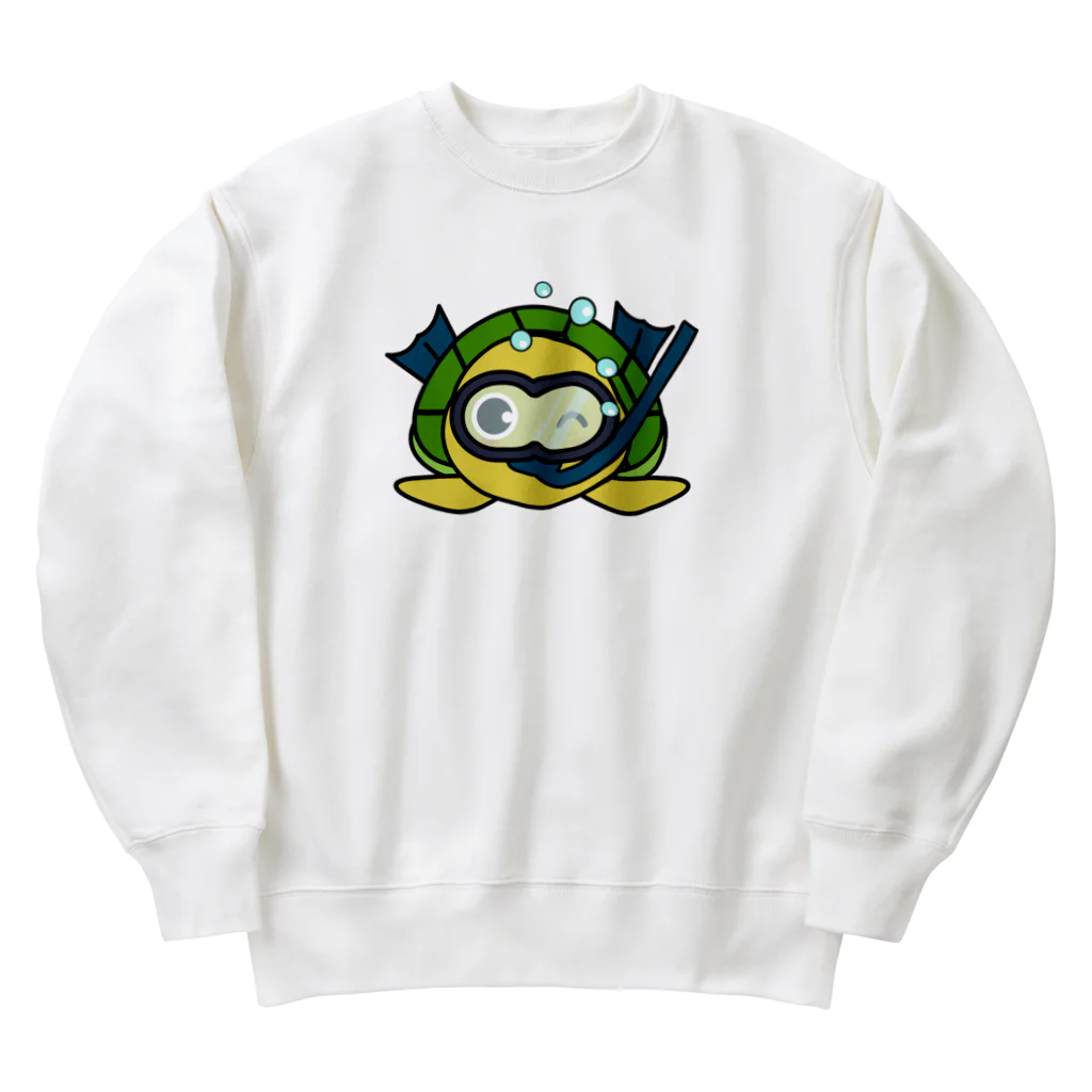 chicodeza by suzuriのシュノーケリング亀ちゃん Heavyweight Crew Neck Sweatshirt