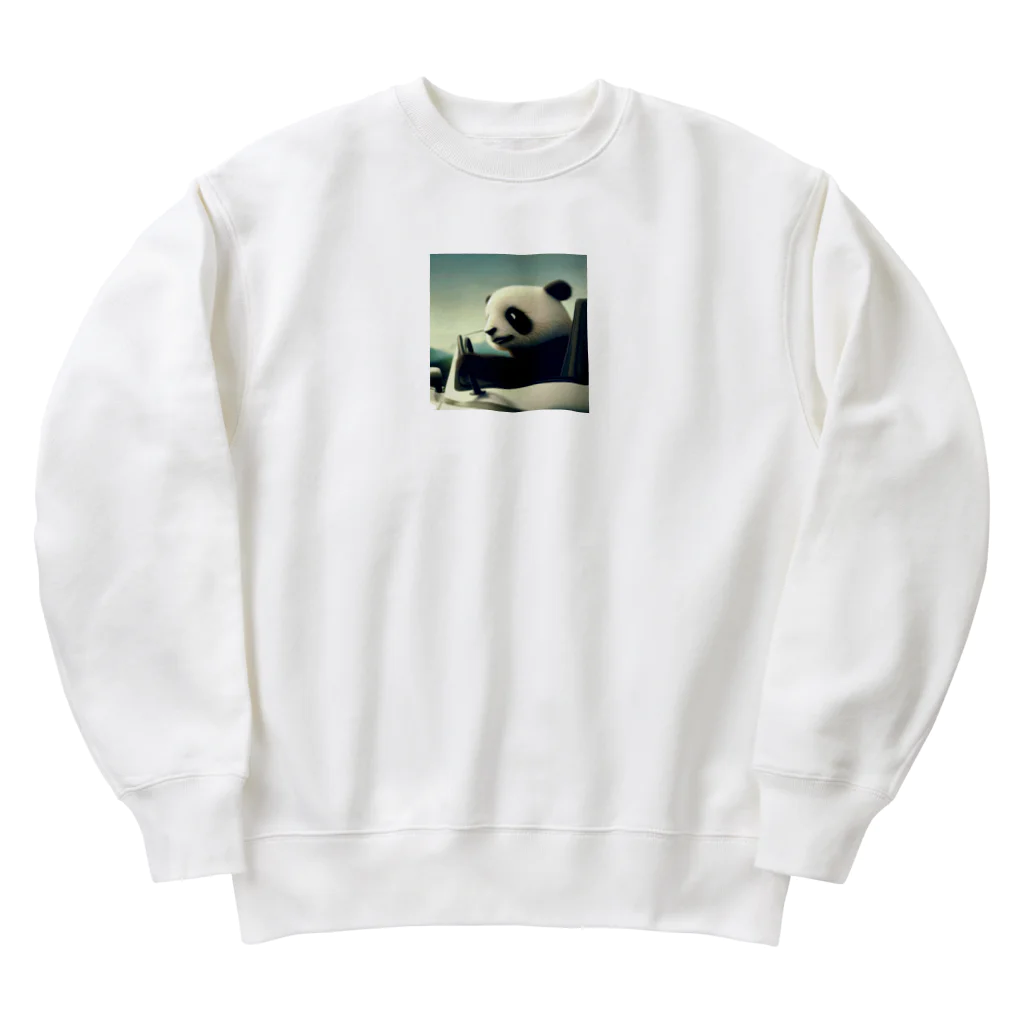 Shiba_IncのPanda driving a car（車を運転するパンダ） Heavyweight Crew Neck Sweatshirt