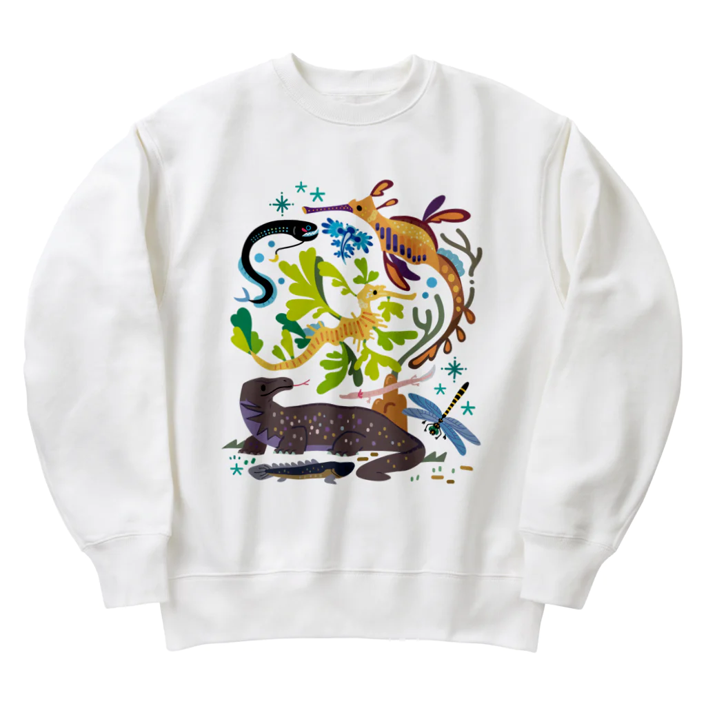 みなとまち層の世界のドラゴンたち Heavyweight Crew Neck Sweatshirt