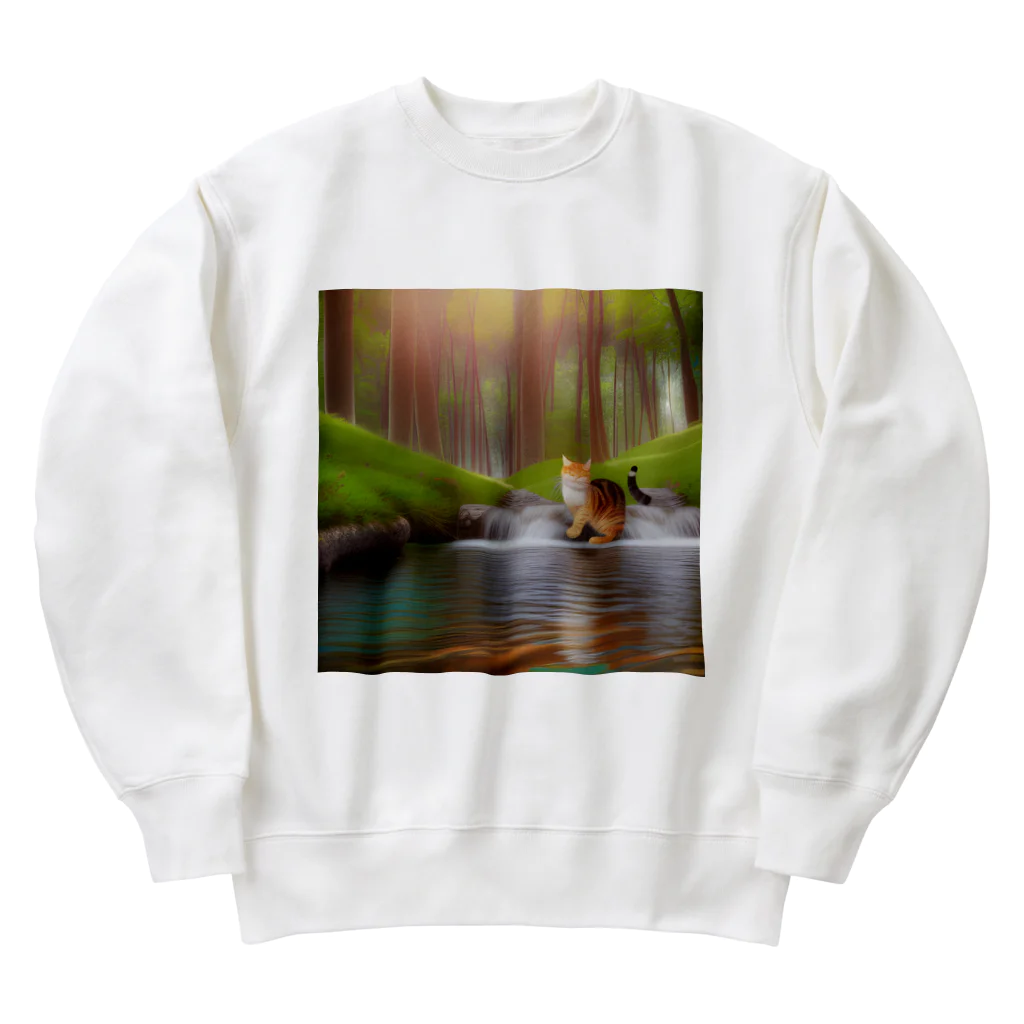 Sショップの森の猫さん Heavyweight Crew Neck Sweatshirt