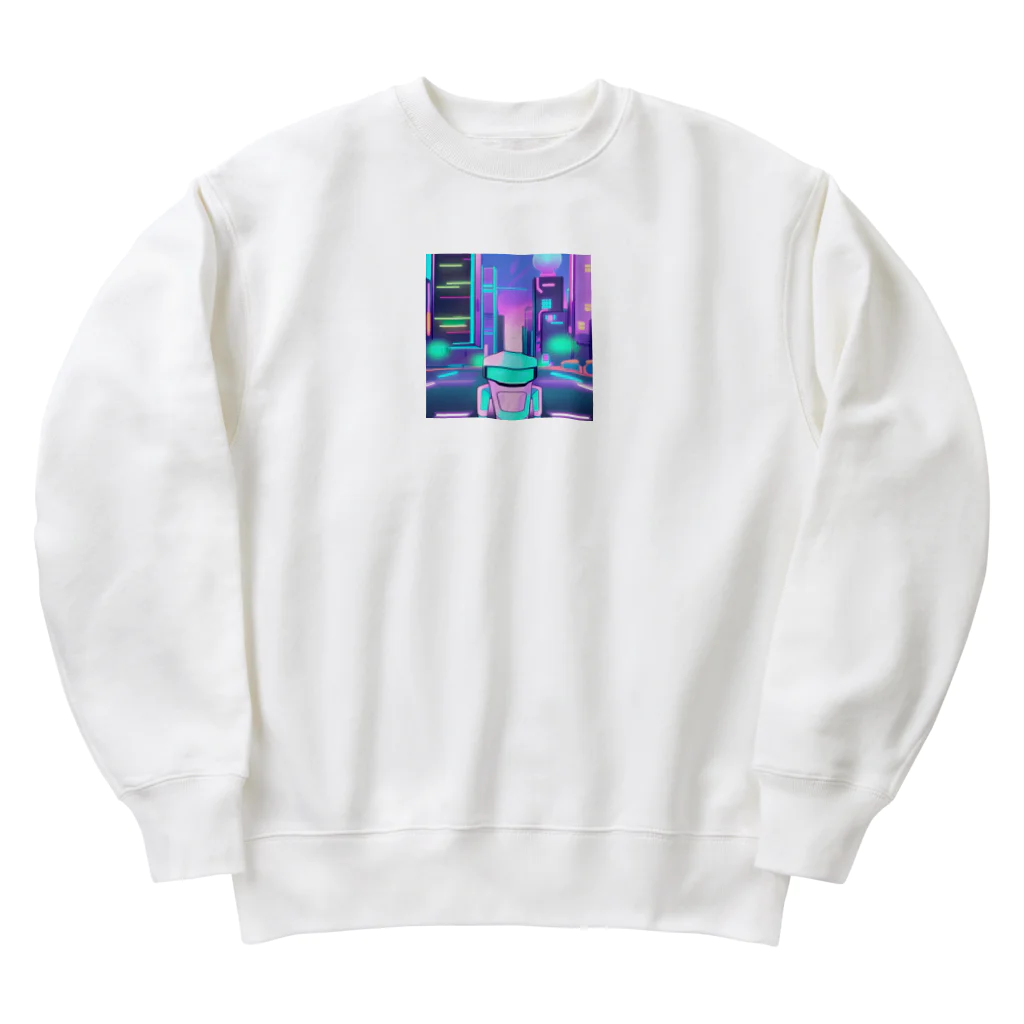 ネオ｜爆速AIクリエイターのお店のメカかわいいAIイラストのグッズ Heavyweight Crew Neck Sweatshirt