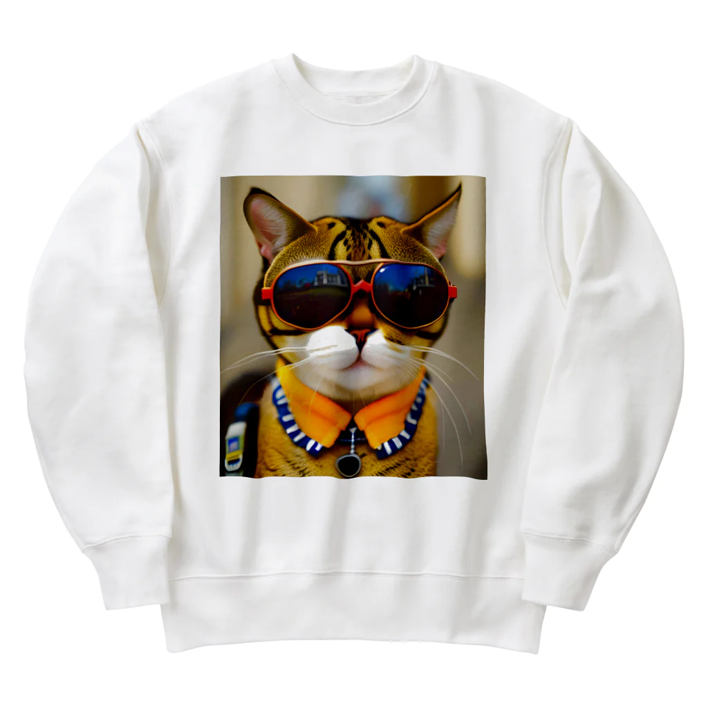 幻想的で創造的の猫にサングラス Heavyweight Crew Neck Sweatshirt