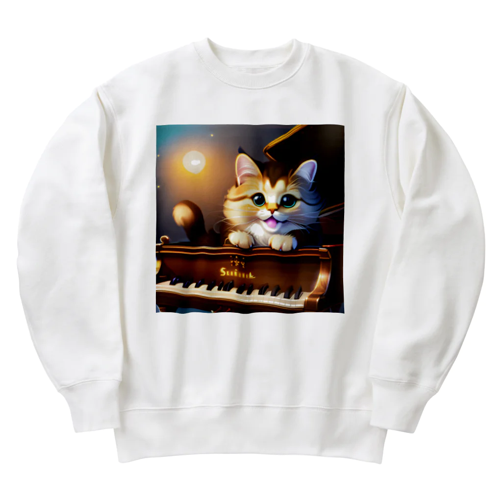 kitten pianistの子猫ピアニスト-1 Heavyweight Crew Neck Sweatshirt