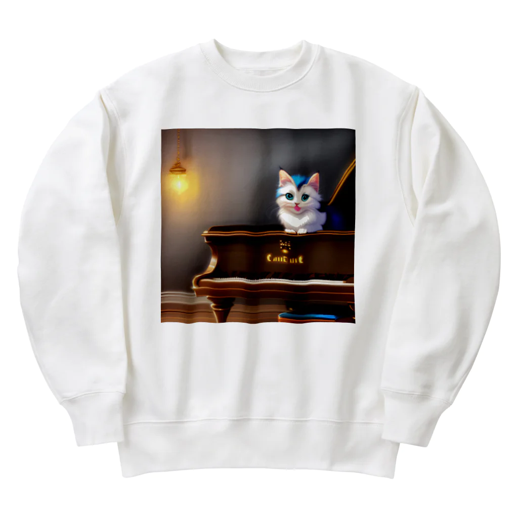 kitten pianistの子猫ピアニスト-2 Heavyweight Crew Neck Sweatshirt