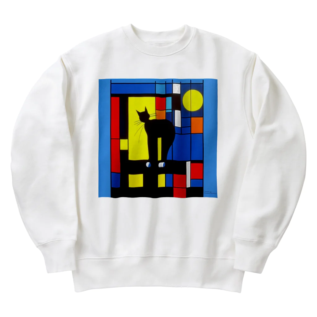 kota.の猫と月 Heavyweight Crew Neck Sweatshirt