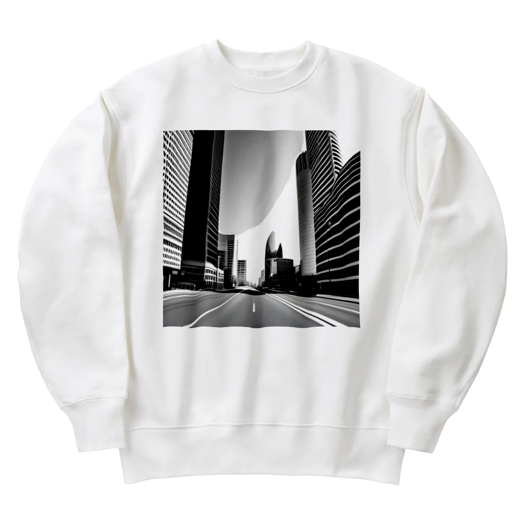 animaltennensuiの都市の鼓動：白黒で描くアーバンスケープ Heavyweight Crew Neck Sweatshirt