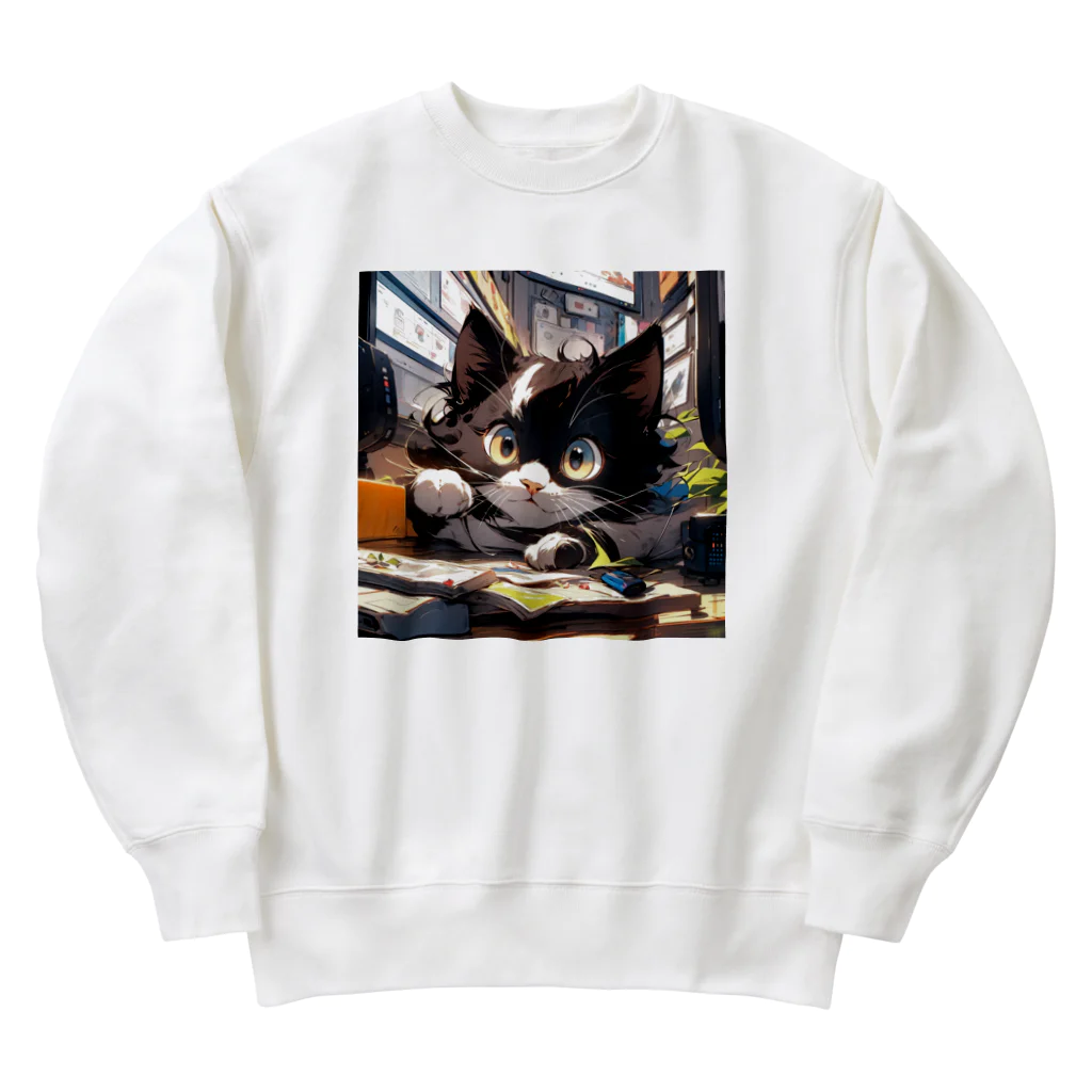 デザインウェアハウスちひろのハチワレにゃんこ Heavyweight Crew Neck Sweatshirt