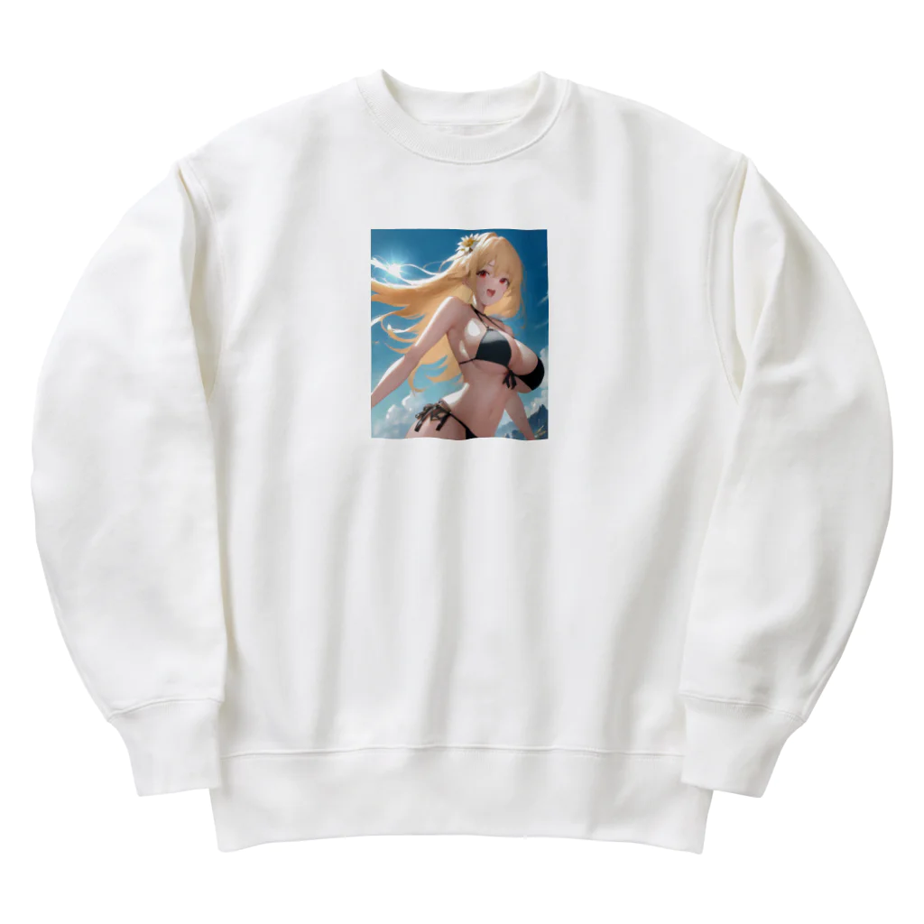 YuzuKiの金髪黒ビキニちゃん Heavyweight Crew Neck Sweatshirt