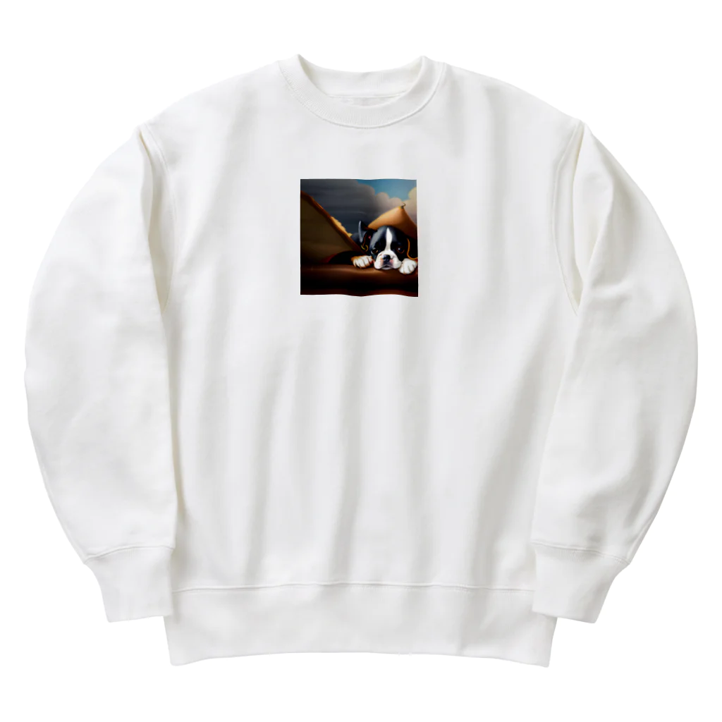 ボステリのお眠りボストンテリア Heavyweight Crew Neck Sweatshirt