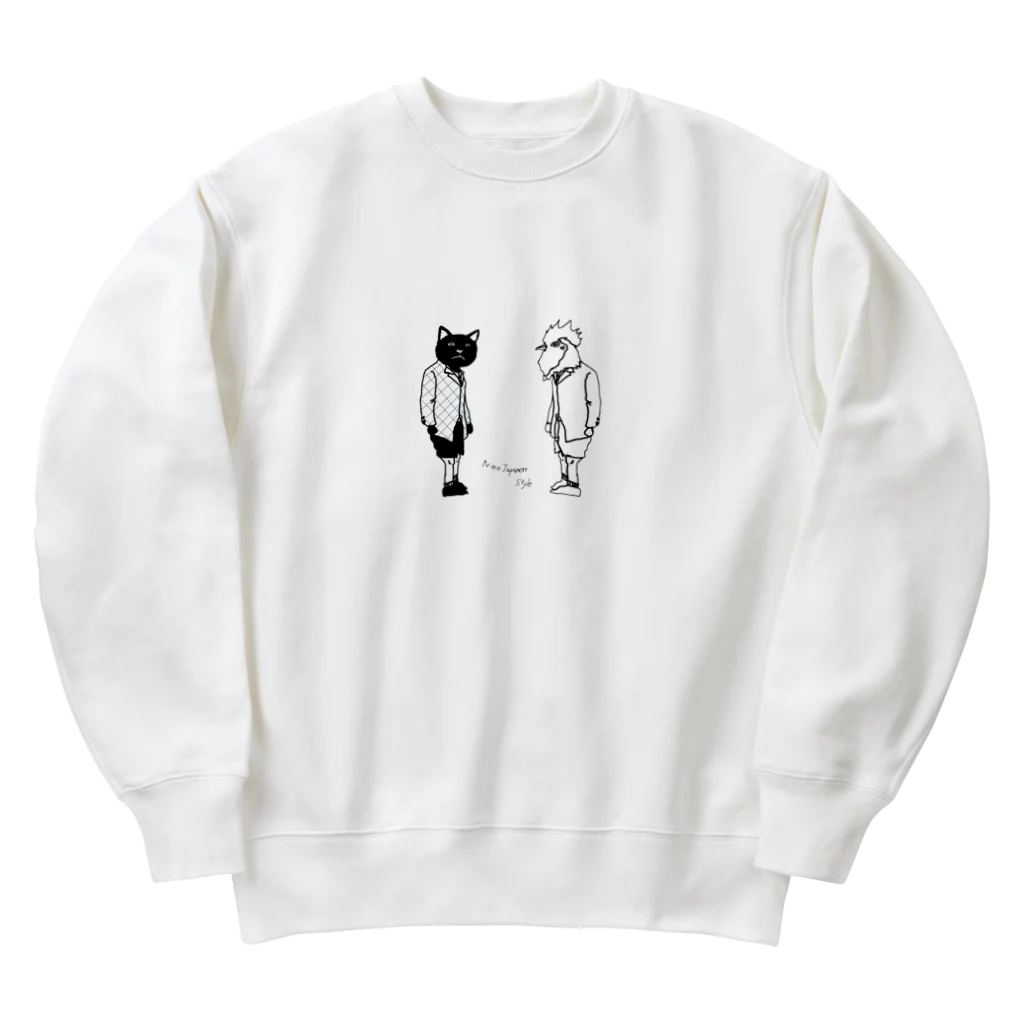 NEOJAPANESESTYLE                               のB_Lack_Cat&Mr.CHICKENHEART Heavyweight Crew Neck Sweatshirt